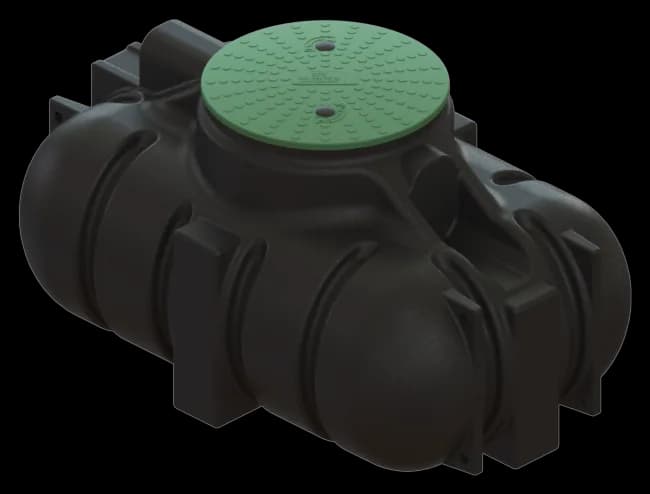 Ondergrondse regenwatertank van 1.350 liter met groen inspectiedeksel